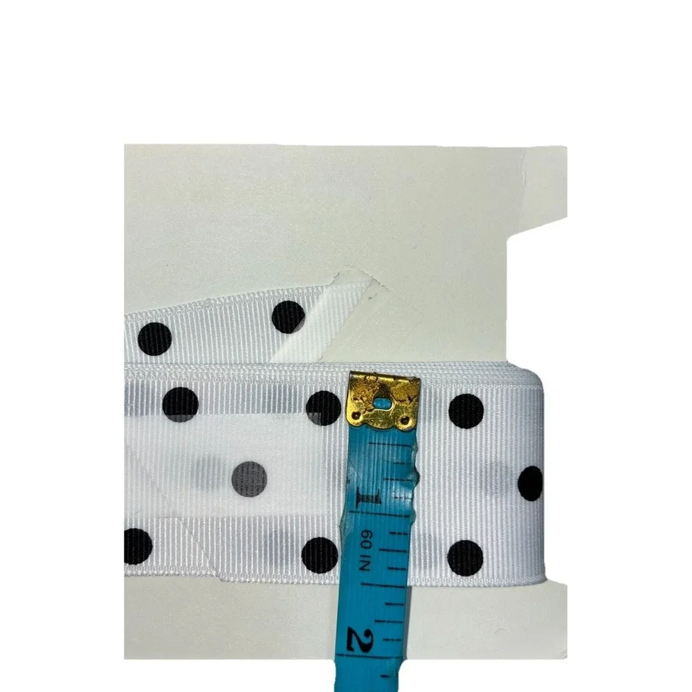Lawrence Schiff Silk Mills Ribbon White Black Polka‎ Dot 1.5